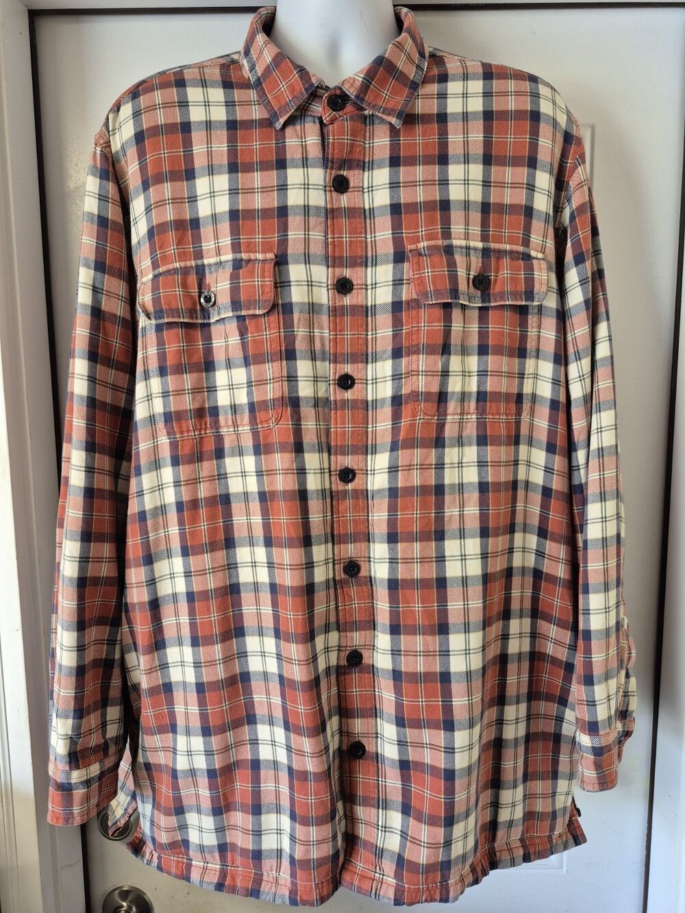 LL Bean Flannel Shirt Jacket Men XL Tall Plaid Fleece Lined Shacket Workwear XLT